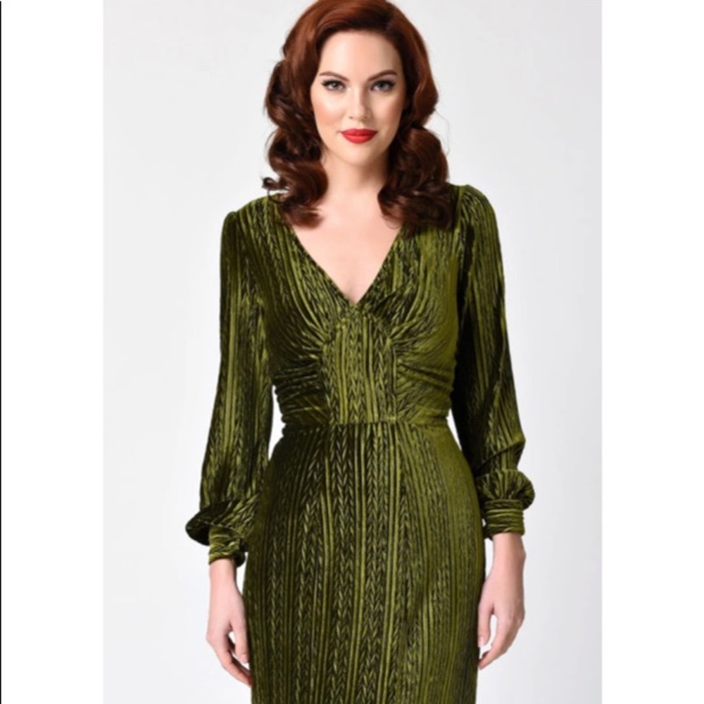 Voodoo Vixen Olive Velvet Dress